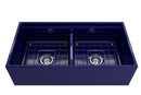 CONTEMPO 36D Step Rim Farmhouse Apron Front Fireclay 36" Double Bowl Kitchen Sink with Step Rim