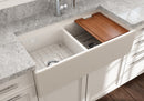 CONTEMPO 36D Step Rim Farmhouse Apron Front Fireclay 36" Double Bowl Kitchen Sink with Step Rim