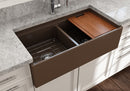 CONTEMPO 36D Step Rim Farmhouse Apron Front Fireclay 36" Double Bowl Kitchen Sink with Step Rim
