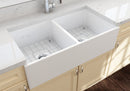 CONTEMPO 36D Farmhouse Apron Front Fireclay 36" Double Bowl Kitchen Sink