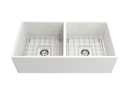 CONTEMPO 36D Farmhouse Apron Front Fireclay 36" Double Bowl Kitchen Sink
