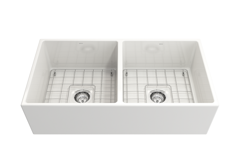 CONTEMPO 36D Farmhouse Apron Front Fireclay 36" Double Bowl Kitchen Sink