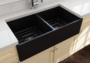 CONTEMPO 36D Farmhouse Apron Front Fireclay 36" Double Bowl Kitchen Sink