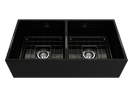 CONTEMPO 36D Farmhouse Apron Front Fireclay 36" Double Bowl Kitchen Sink