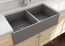 CONTEMPO 36D Farmhouse Apron Front Fireclay 36" Double Bowl Kitchen Sink