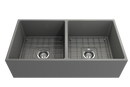 CONTEMPO 36D Farmhouse Apron Front Fireclay 36" Double Bowl Kitchen Sink