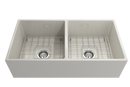 CONTEMPO 36D Farmhouse Apron Front Fireclay 36" Double Bowl Kitchen Sink