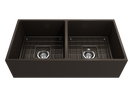 CONTEMPO 36D Farmhouse Apron Front Fireclay 36" Double Bowl Kitchen Sink