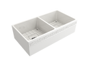 VIGNETTO 36" Farmhouse Apron Front Fireclay 36" Double Bowl Kitchen Sink
