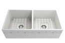 VIGNETTO 36" Farmhouse Apron Front Fireclay 36" Double Bowl Kitchen Sink