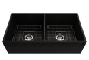 VIGNETTO 36" Farmhouse Apron Front Fireclay 36" Double Bowl Kitchen Sink