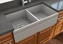 VIGNETTO 36" Farmhouse Apron Front Fireclay 36" Double Bowl Kitchen Sink