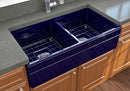 VIGNETTO 36" Farmhouse Apron Front Fireclay 36" Double Bowl Kitchen Sink