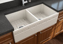 VIGNETTO 36" Farmhouse Apron Front Fireclay 36" Double Bowl Kitchen Sink