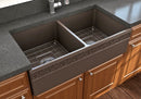 VIGNETTO 36" Farmhouse Apron Front Fireclay 36" Double Bowl Kitchen Sink