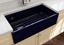 CONTEMPO 36D Step Rim Farmhouse Apron Front Fireclay 36" Double Bowl Kitchen Sink with Step Rim
