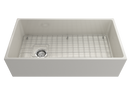 CONTEMPO 36D Step Rim Farmhouse Apron Front Fireclay 36" Double Bowl Kitchen Sink with Step Rim
