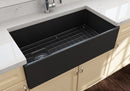 CONTEMPO 36D Step Rim Farmhouse Apron Front Fireclay 36" Double Bowl Kitchen Sink with Step Rim