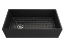 CONTEMPO 36D Step Rim Farmhouse Apron Front Fireclay 36" Double Bowl Kitchen Sink with Step Rim