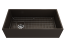 CONTEMPO 36D Step Rim Farmhouse Apron Front Fireclay 36" Double Bowl Kitchen Sink with Step Rim