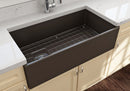 CONTEMPO 36D Step Rim Farmhouse Apron Front Fireclay 36" Double Bowl Kitchen Sink with Step Rim