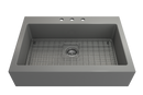 NUOVA 34 Farmhouse Short Apron Front Fireclay 34" Single Bowl Kitchen Sink for easy Retro-Fit