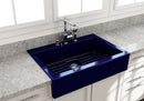 NUOVA 34 Farmhouse Short Apron Front Fireclay 34" Single Bowl Kitchen Sink for easy Retro-Fit