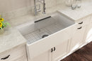 CONTEMPO 33 Step Rim Farmhouse Apron Front Fireclay 33" Single Bowl Kitchen Sink with Step Rim