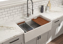 CONTEMPO 33 Step Rim Farmhouse Apron Front Fireclay 33" Single Bowl Kitchen Sink with Step Rim