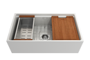 CONTEMPO 33 Step Rim Farmhouse Apron Front Fireclay 33" Single Bowl Kitchen Sink with Step Rim