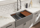 CONTEMPO 33 Step Rim Farmhouse Apron Front Fireclay 33" Single Bowl Kitchen Sink with Step Rim
