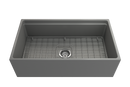 CONTEMPO 33 Step Rim Farmhouse Apron Front Fireclay 33" Single Bowl Kitchen Sink with Step Rim