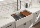 CONTEMPO 33 Step Rim Farmhouse Apron Front Fireclay 33" Single Bowl Kitchen Sink with Step Rim