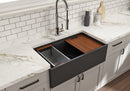 CONTEMPO 33 Step Rim Farmhouse Apron Front Fireclay 33" Single Bowl Kitchen Sink with Step Rim