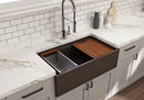 CONTEMPO 33 Step Rim Farmhouse Apron Front Fireclay 33" Single Bowl Kitchen Sink with Step Rim