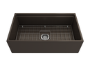 CONTEMPO 33 Step Rim Farmhouse Apron Front Fireclay 33" Single Bowl Kitchen Sink with Step Rim