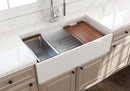 CONTEMPO 36 Step Rim Farmhouse Apron Front Fireclay 36" Single Bowl Kitchen Sink with Step Rim