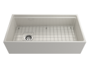 CONTEMPO 36 Step Rim Farmhouse Apron Front Fireclay 36" Single Bowl Kitchen Sink with Step Rim