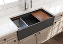 CONTEMPO 36 Step Rim Farmhouse Apron Front Fireclay 36" Single Bowl Kitchen Sink with Step Rim