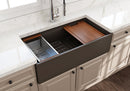 CONTEMPO 36 Step Rim Farmhouse Apron Front Fireclay 36" Single Bowl Kitchen Sink with Step Rim
