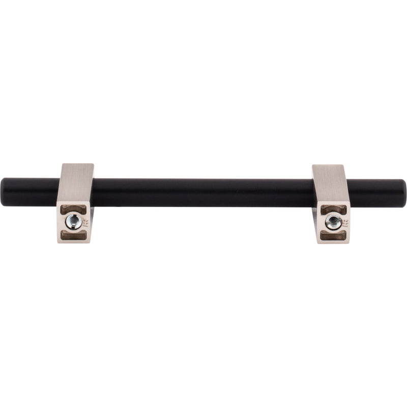 96 mm Center-to-Center Matte Black with Satin Nickel Larkin Cabinet Bar Pull