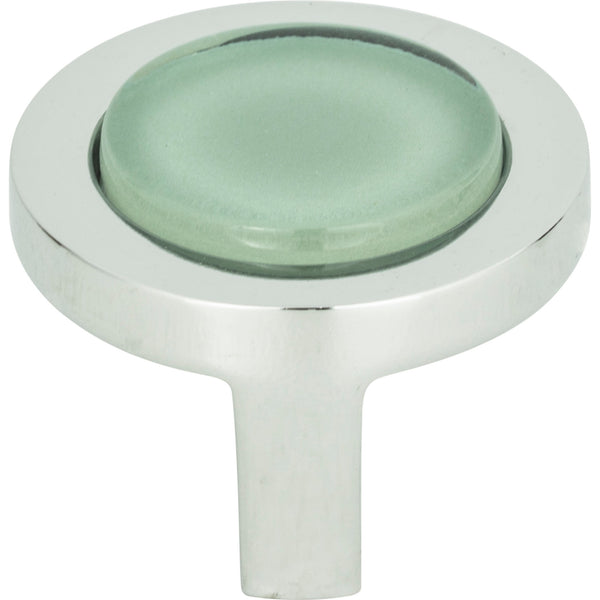 Spa Green Round Knob 1 1/4 Inch Polished Chrome