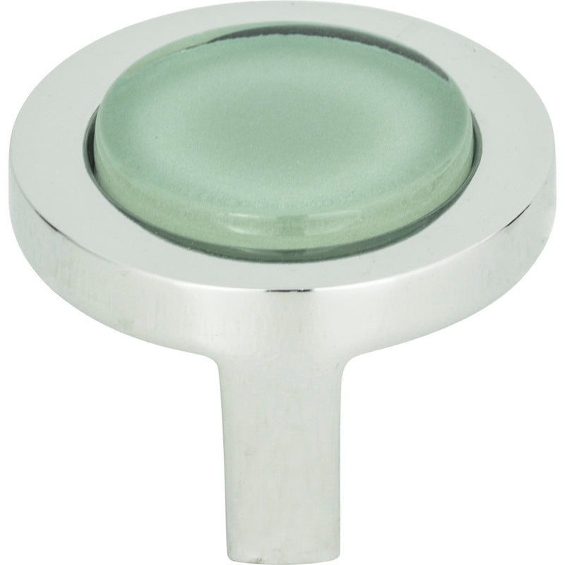 Spa Green Round Knob 1 1/4 Inch Polished Chrome