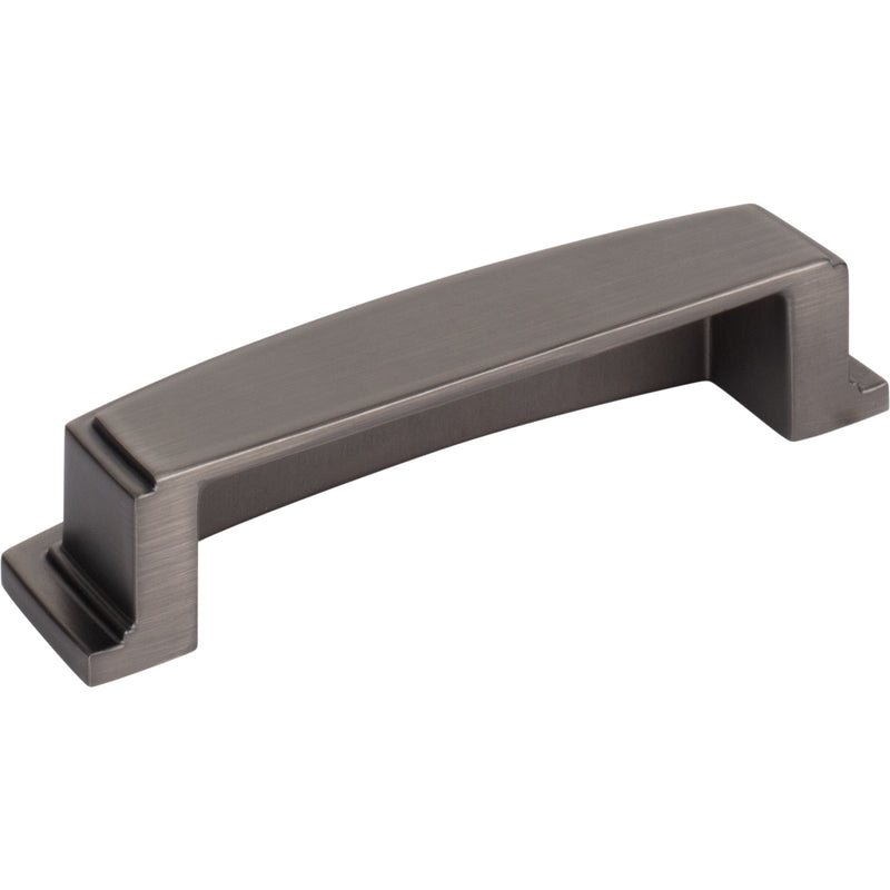 96 mm Center Brushed Pewter Square-to-Center Square Renzo Cabinet Cup Pull