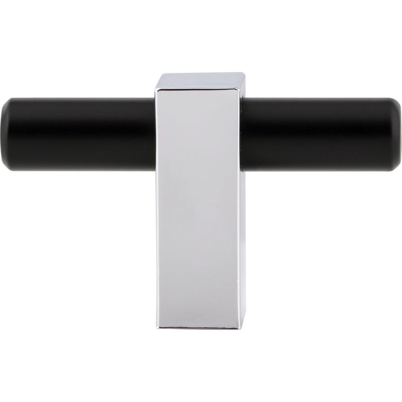 2-3/8" Overall Length Matte Black with Polished Chrome Larkin "T" Knob