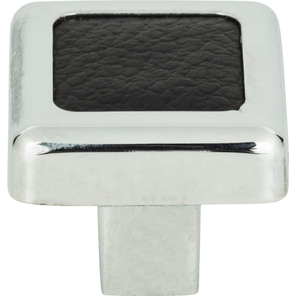 Paradigm Square Knob 1 1/4 Inch CH & Black Leather