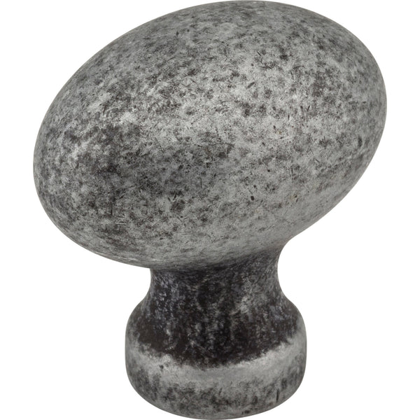 1-3/16" Overall Length Distressed Antique Silver Football Bordeaux Cabinet Knob