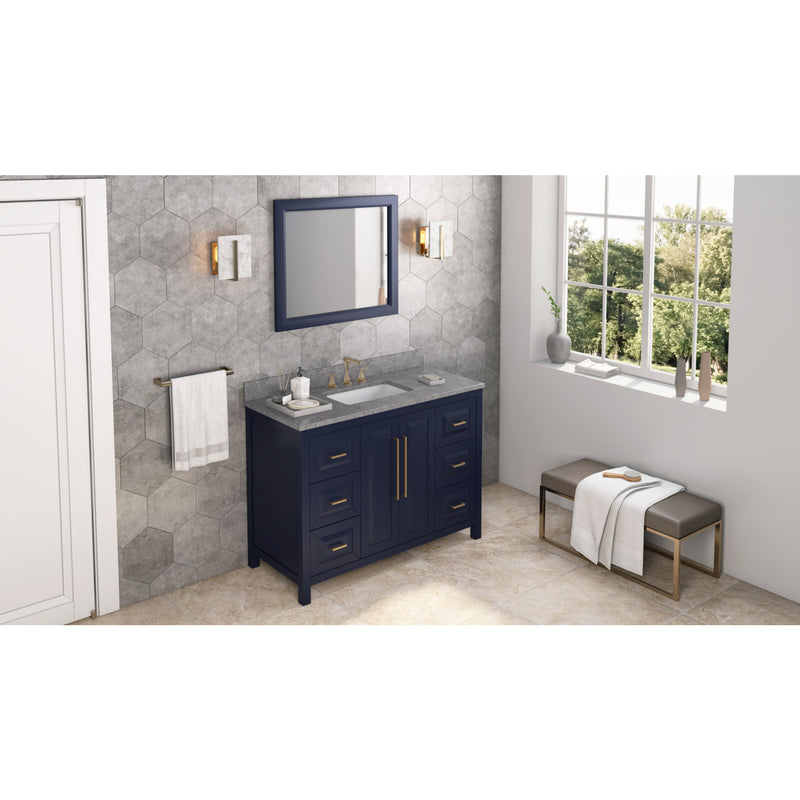 48" Hale Blue Cade Vanity, Steel Grey Cultured Marble Vanity Top, undermount rectangle bowl