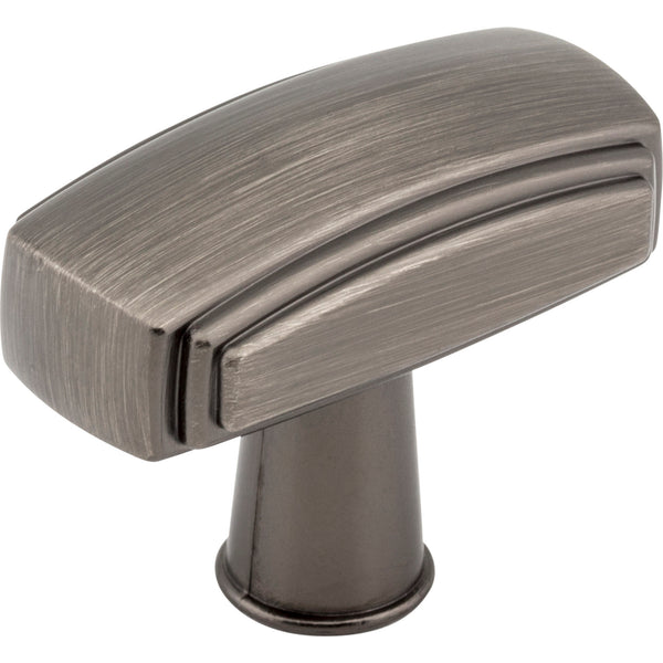 1-9/16" Overall Length Brushed Pewter Rectangle Delgado Cabinet Knob