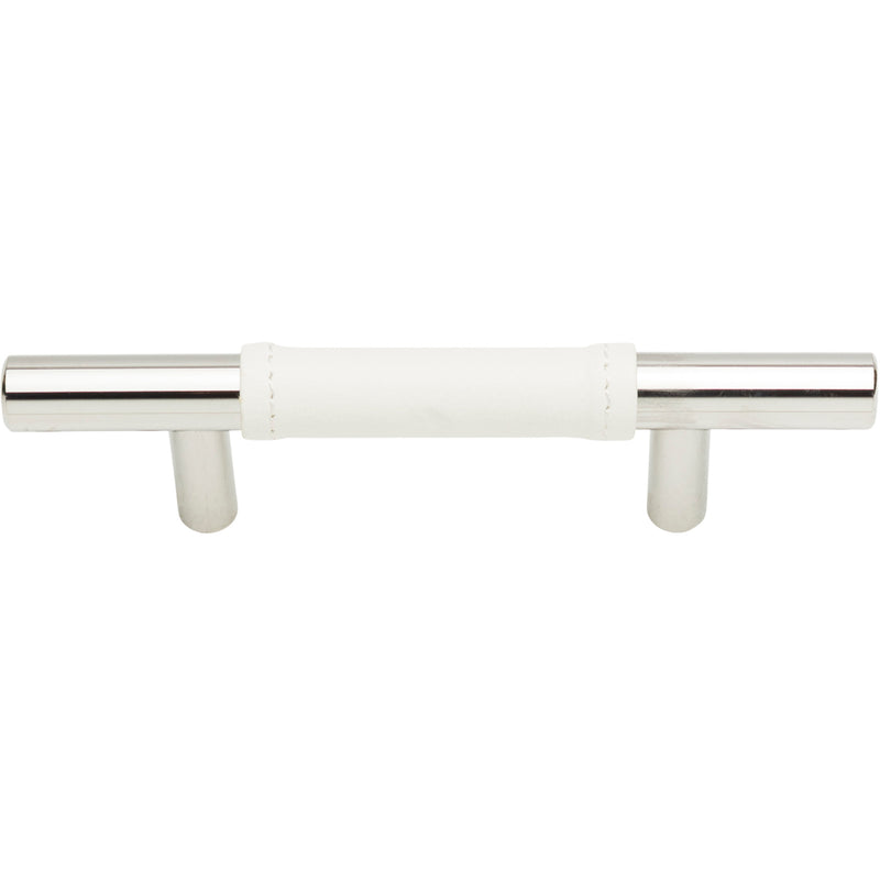 Zanzibar White Leather Pull 3 Inch (c-c) Polished Chrome